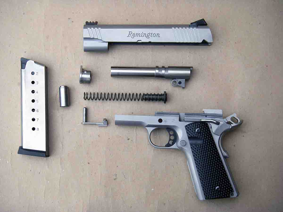 In fieldstripped form, the .45 ACP displays good machining and overall fit and finish.